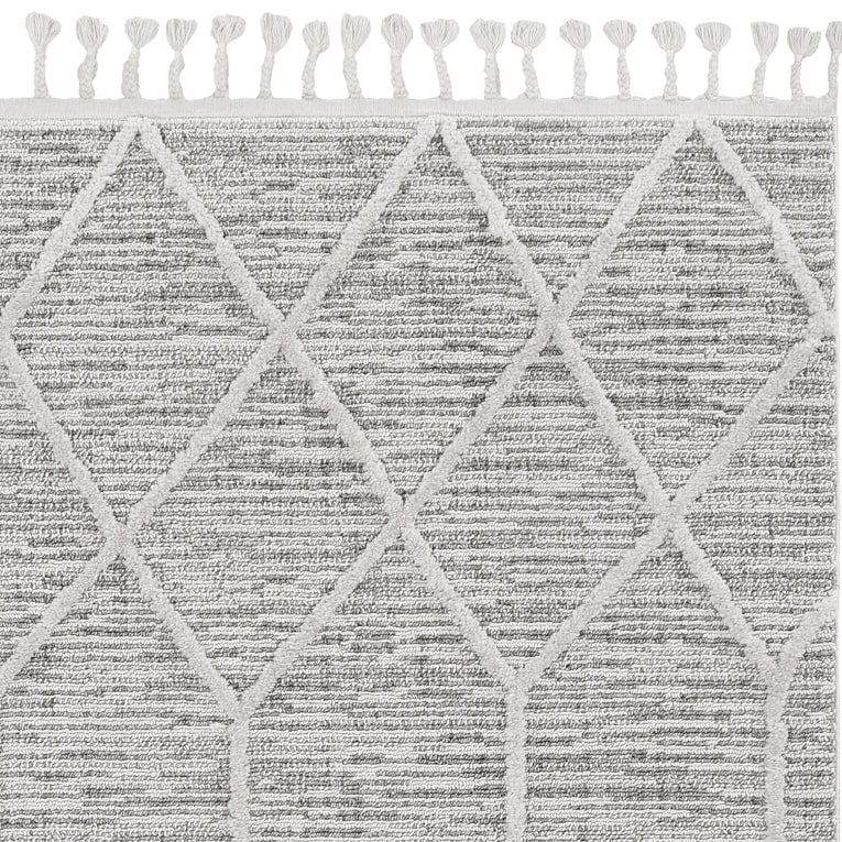 8X11 Ivory Grey Machine Woven Geometric Indoor Area Rug Image 3