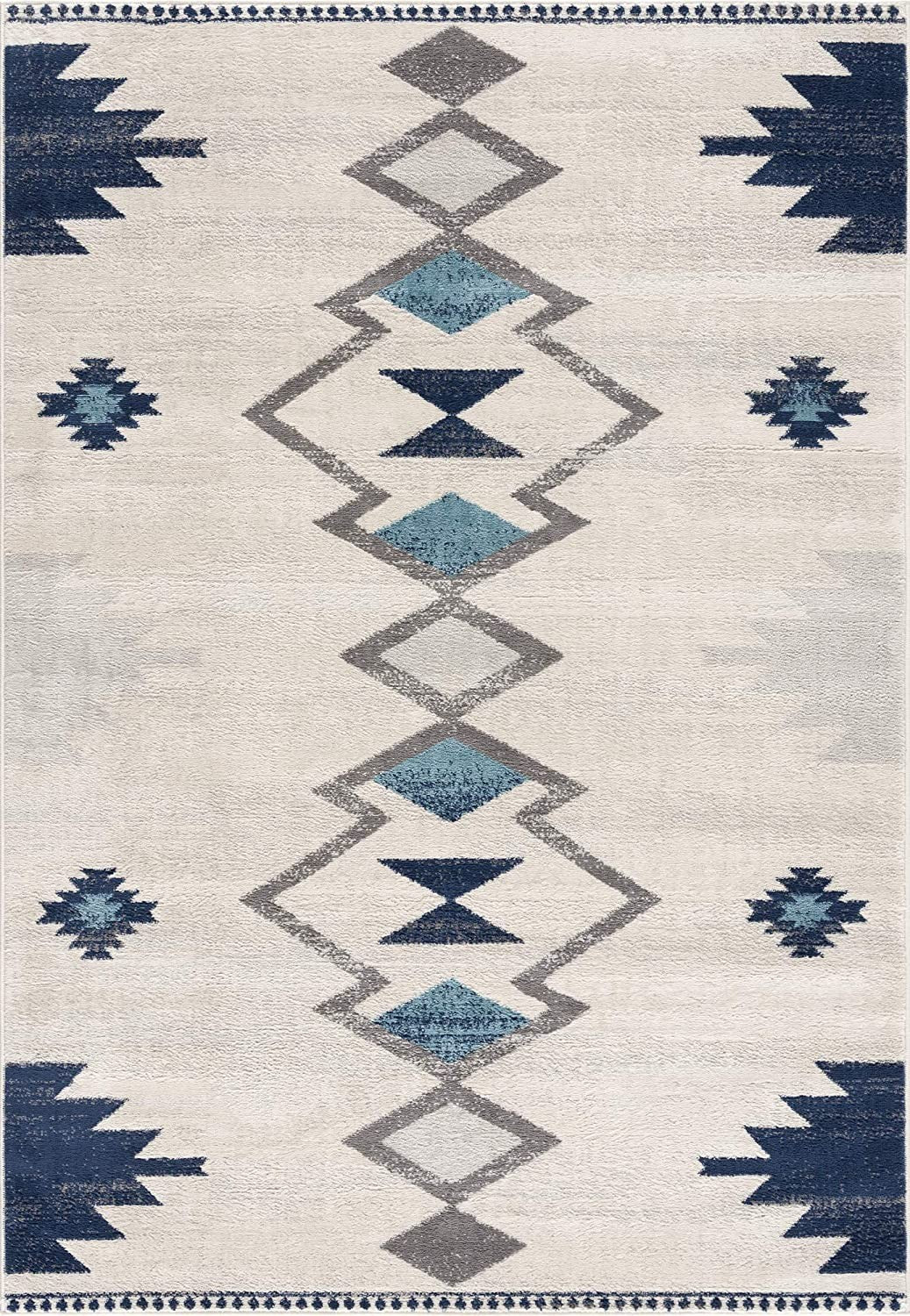 2 X 4 Blue and Ivory Southwestern Area Rug Image 3