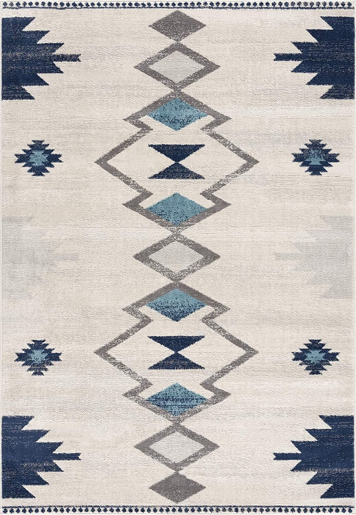 2 X 4 Blue and Ivory Southwestern Area Rug Image 1