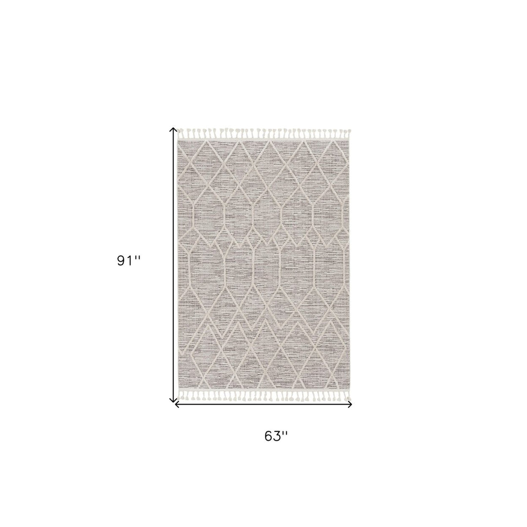 8X11 Ivory Grey Machine Woven Geometric Indoor Area Rug Image 12