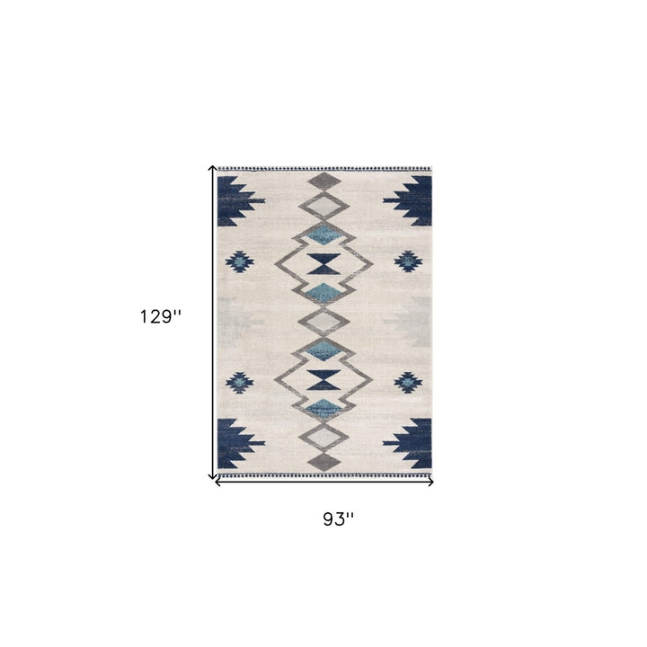 2 X 4 Blue and Ivory Southwestern Area Rug Image 5