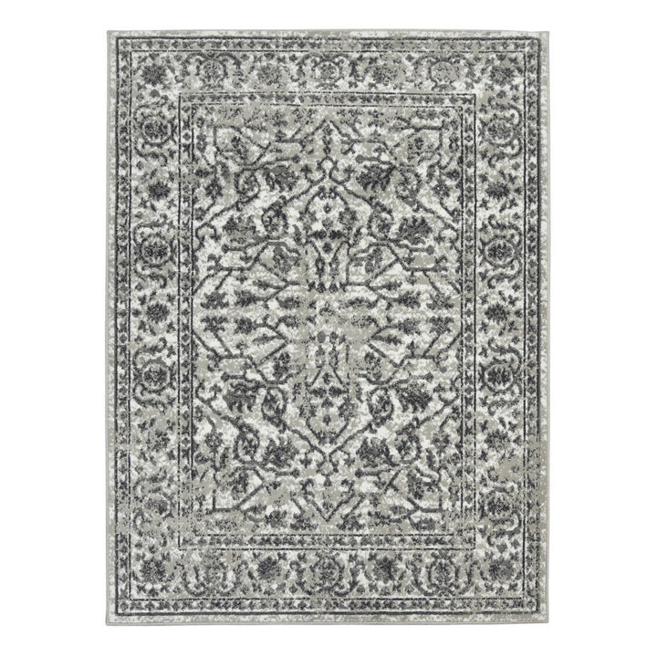 10 x 14 Gray Floral Power Loom Area Rug Image 1