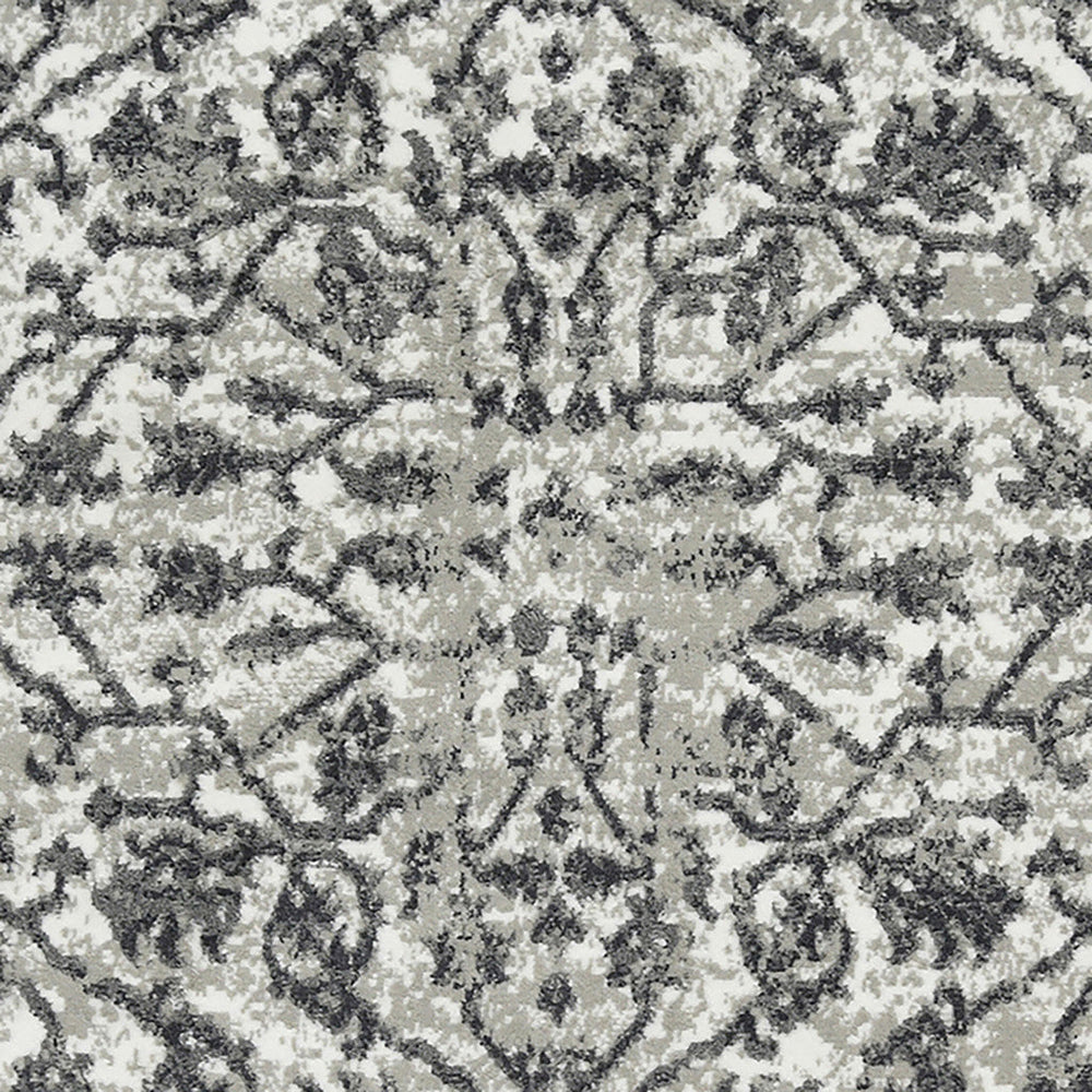 10 x 14 Gray Floral Power Loom Area Rug Image 2