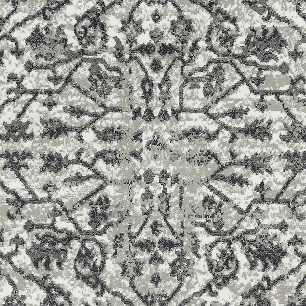 10 x 14 Gray Floral Power Loom Area Rug Image 2