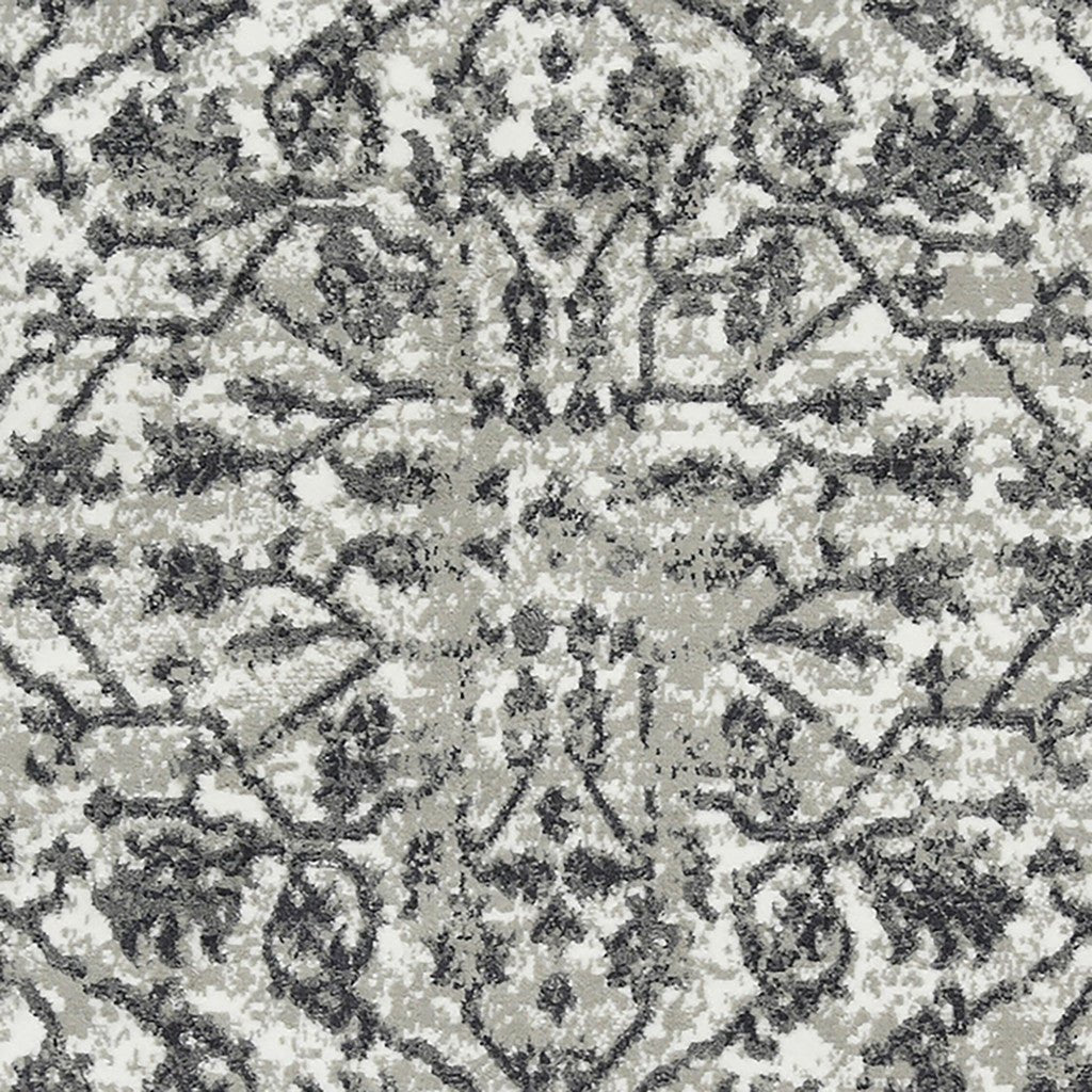 10 x 14 Gray Floral Power Loom Area Rug Image 1