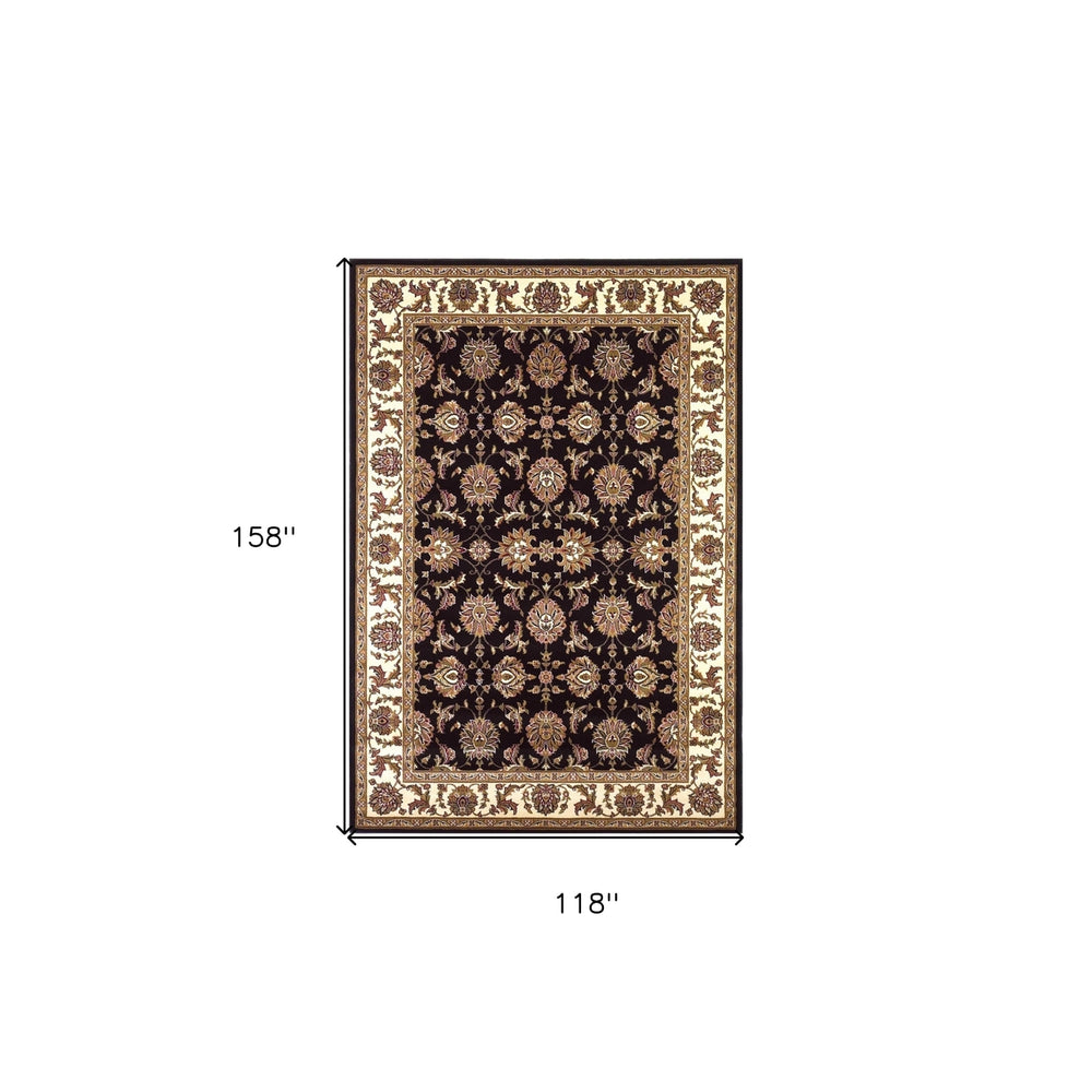 10X13 Black Ivory Machine Woven Floral Traditional Indoor Area Rug Image 2