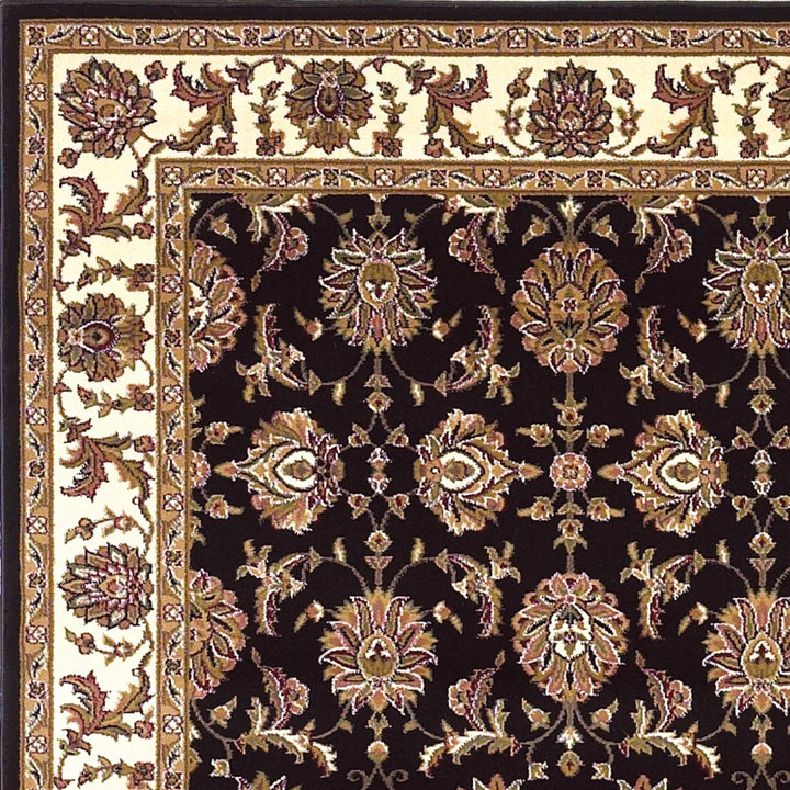 10X13 Black Ivory Machine Woven Floral Traditional Indoor Area Rug Image 3