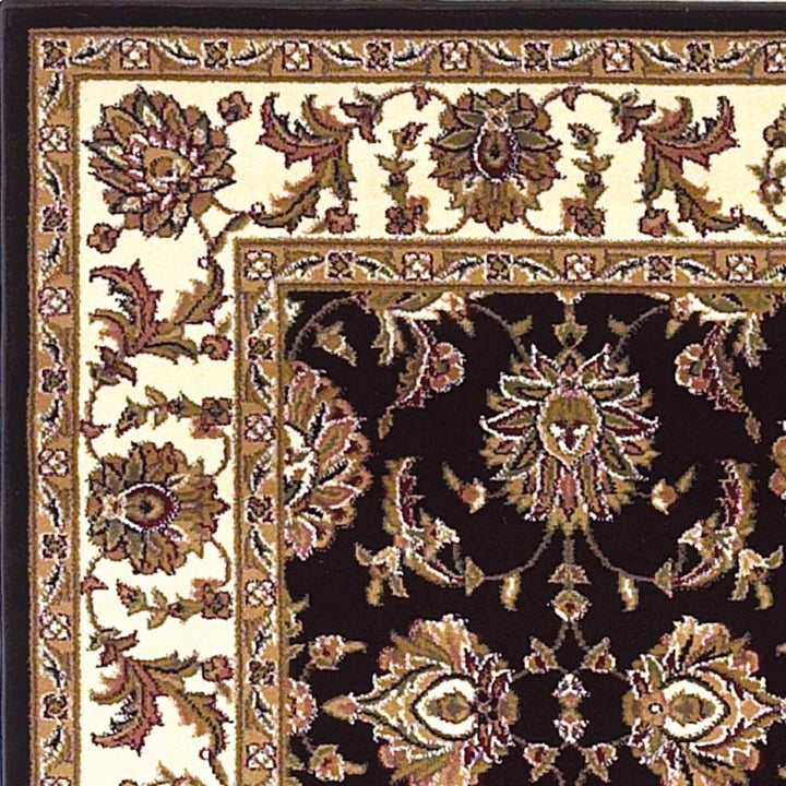 10X13 Black Ivory Machine Woven Floral Traditional Indoor Area Rug Image 5