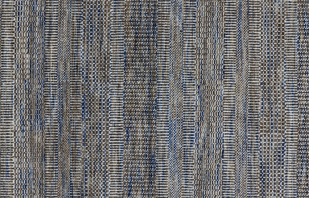 12 Gray Wool Striped Hand Knotted Runner Rug Image 1