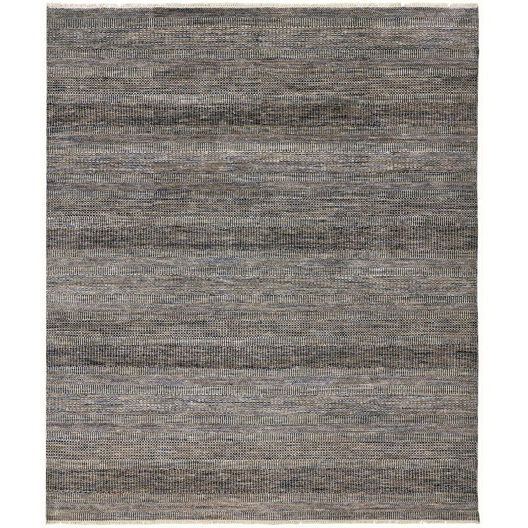 12 Gray Wool Striped Hand Knotted Runner Rug Image 5