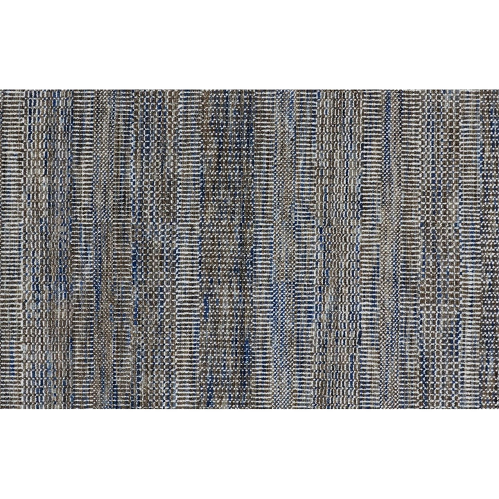 12 Gray Wool Striped Hand Knotted Runner Rug Image 6