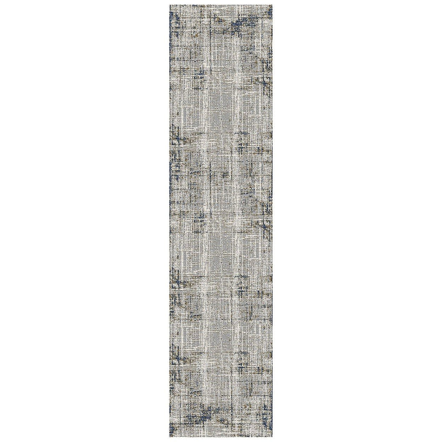 10 Gray and Gold Abstract Power Loom Runner Rug Image 1