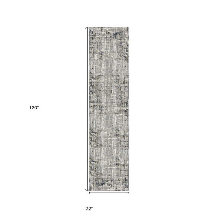 10 Gray and Gold Abstract Power Loom Runner Rug Image 12