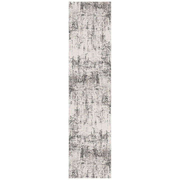 10 Gray and Ivory Abstract Power Loom Runner Rug Image 1