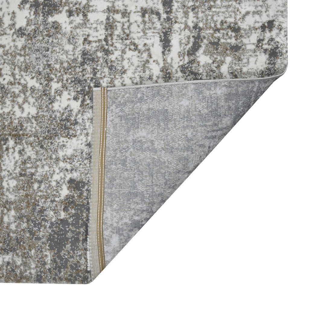 10 Gray and Ivory Abstract Power Loom Runner Rug Image 6