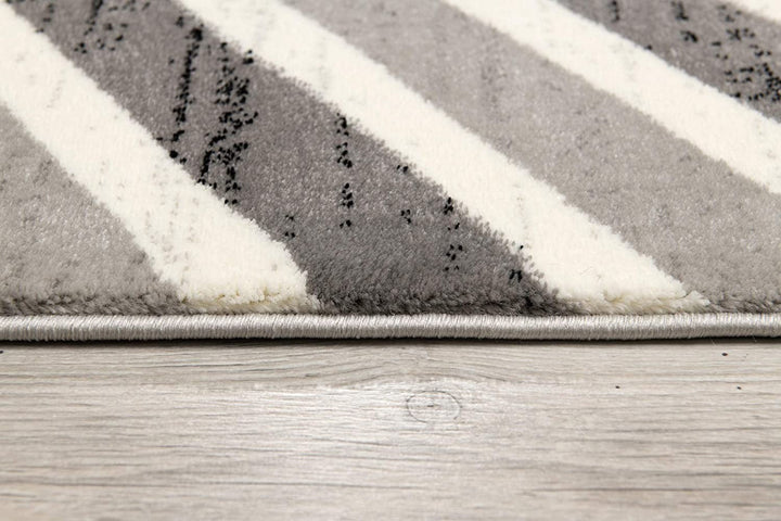 10 Gray Chevron Power Loom Runner Rug Image 3