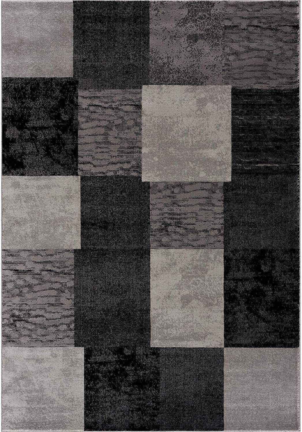 4 X 6 Gray Checkered Power Loom Area Rug Image 9