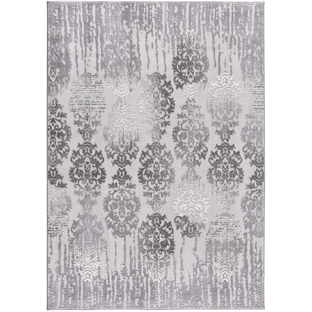 6 X 9 Gray Damask Power Loom Area Rug Image 9