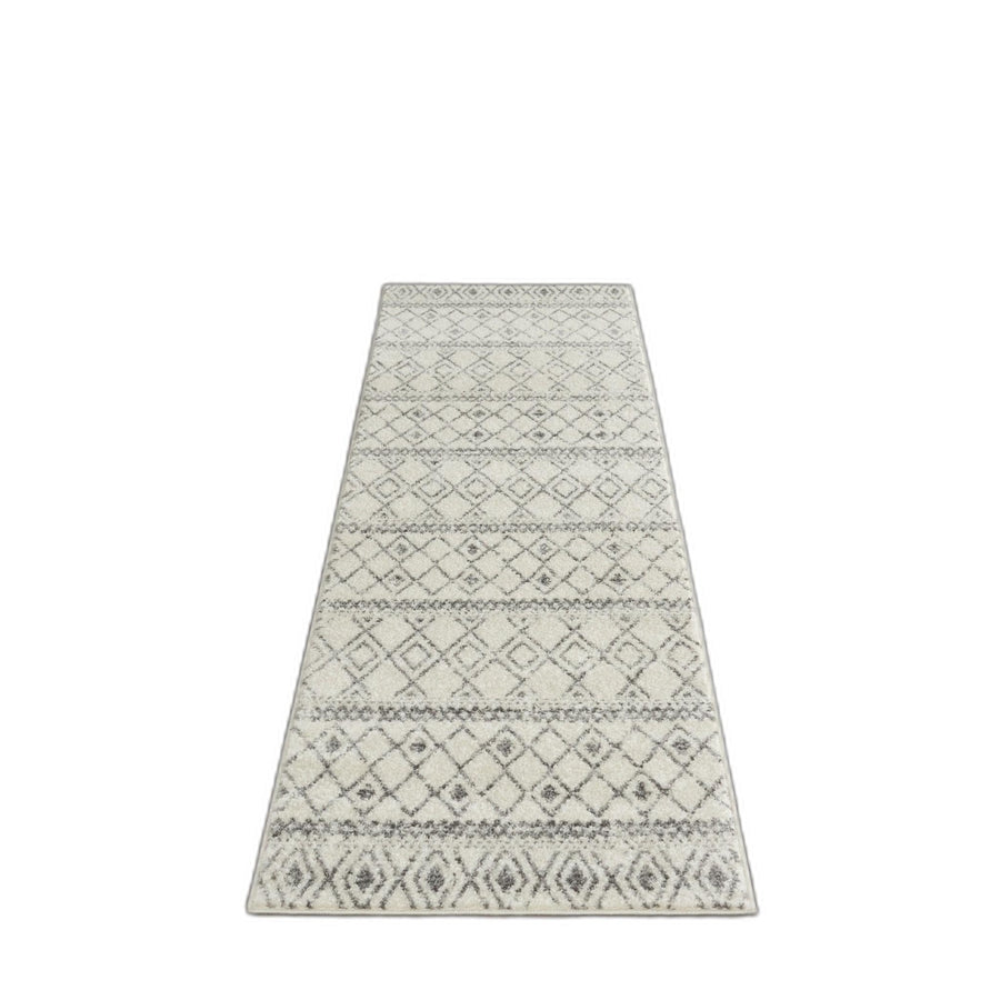 10 Gray Geometric Berber Power Loom Runner Rug Image 1