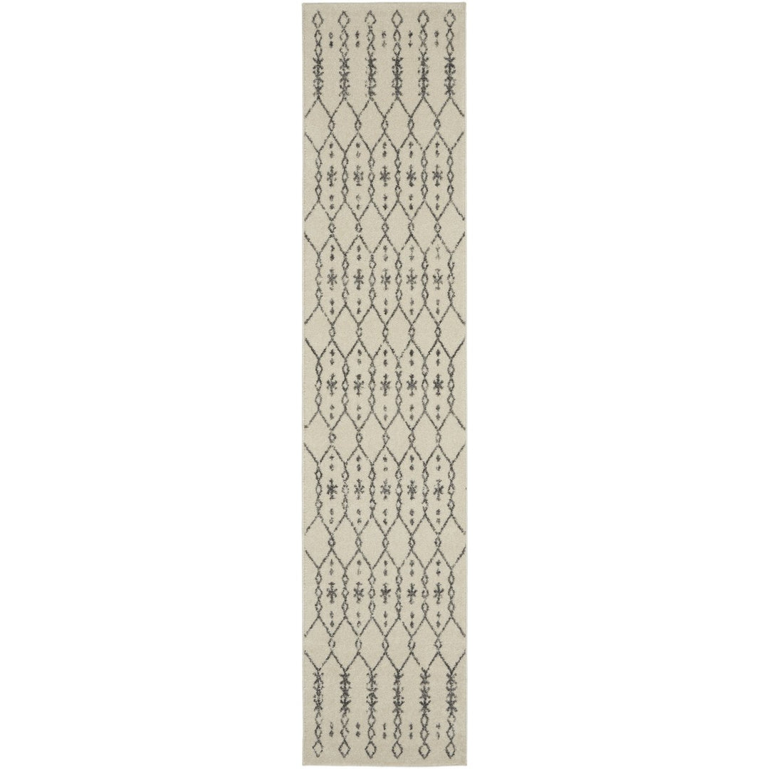 10 Gray Geometric Power Loom Runner Rug Image 1