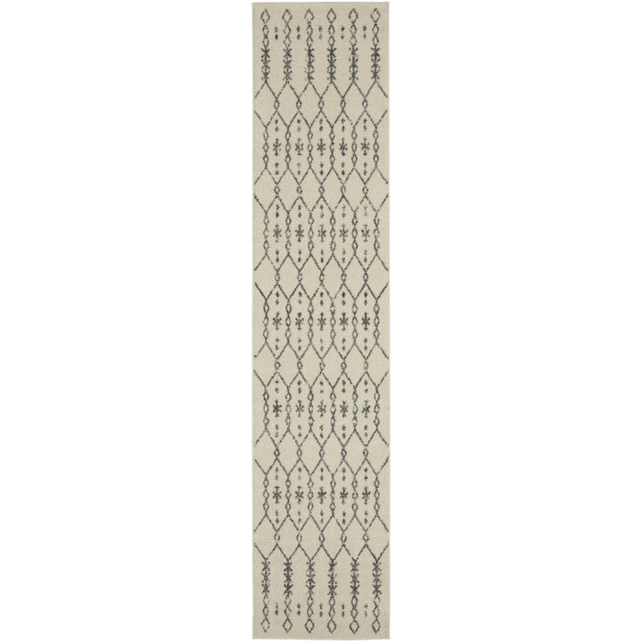 10 Gray Geometric Power Loom Runner Rug Image 1