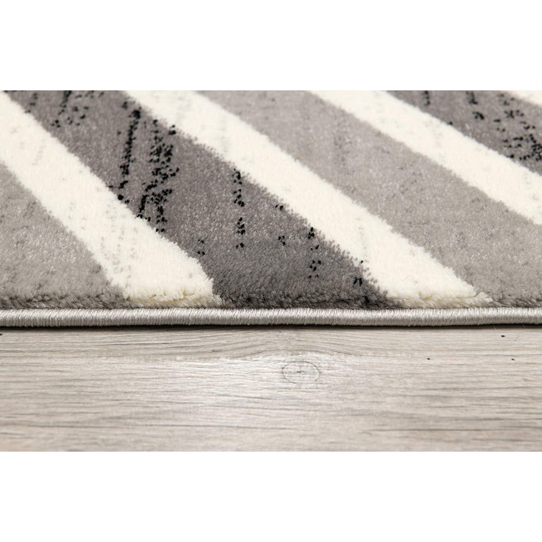 10 Gray Chevron Power Loom Runner Rug Image 11