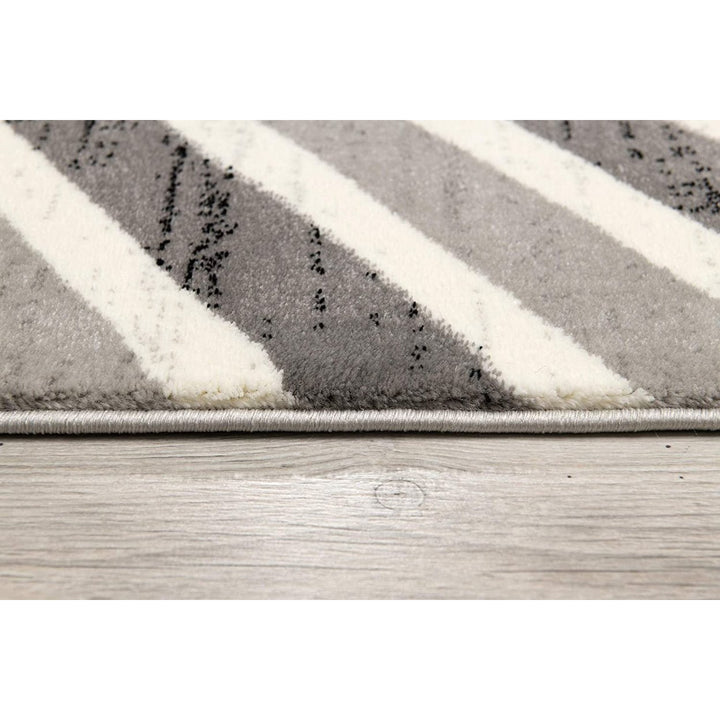 10 Gray Chevron Power Loom Runner Rug Image 1