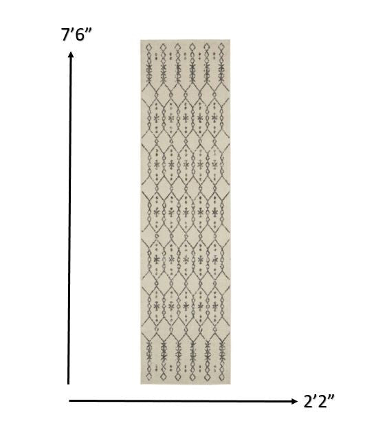 10 Gray Geometric Power Loom Runner Rug Image 3