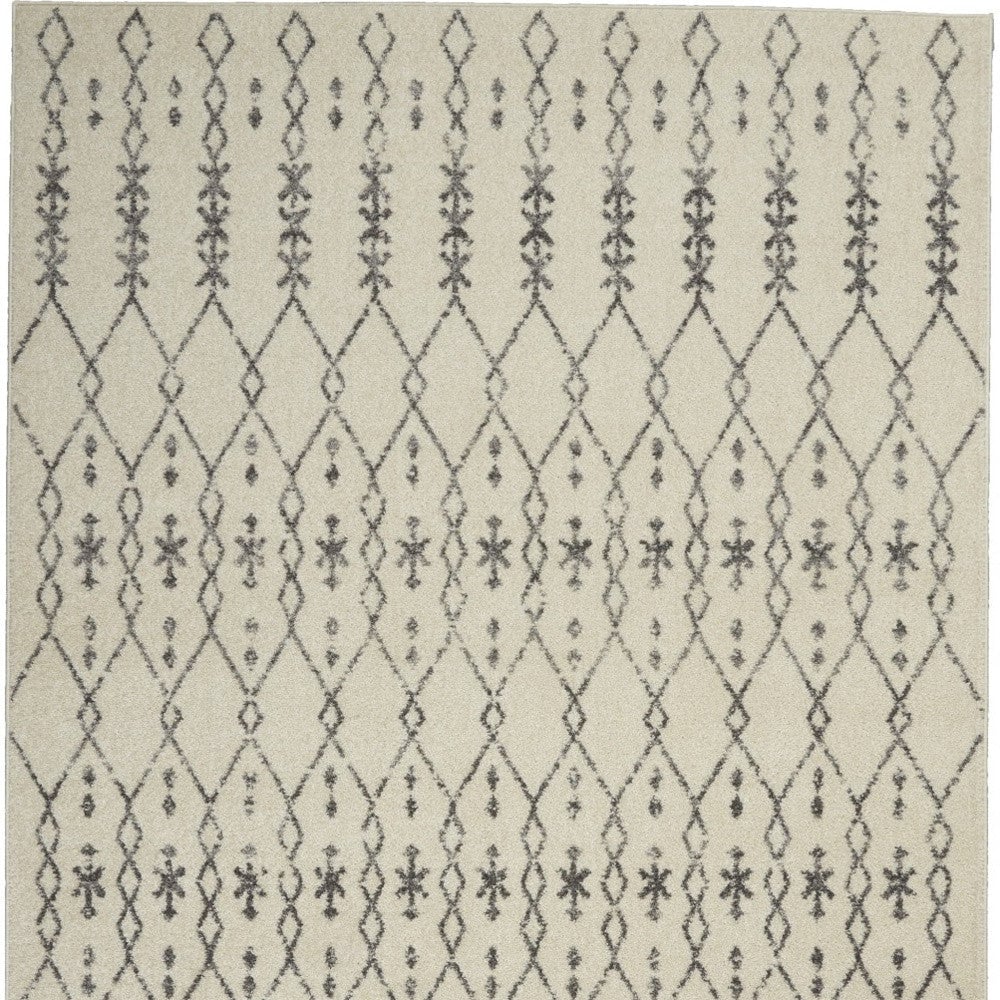 10 Gray Geometric Power Loom Runner Rug Image 4