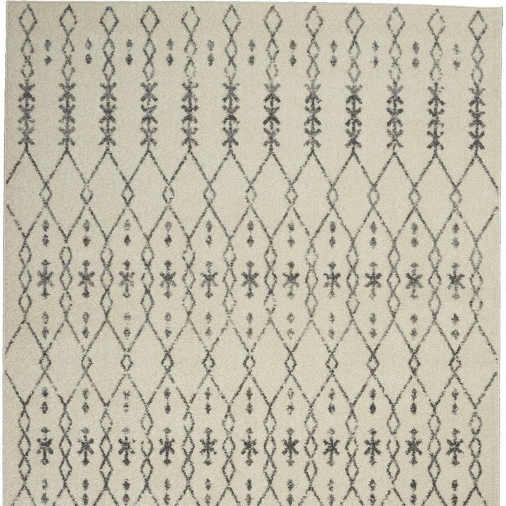 10 Gray Geometric Power Loom Runner Rug Image 1