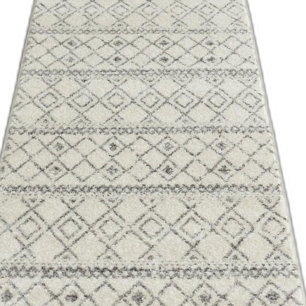 10 Gray Geometric Berber Power Loom Runner Rug Image 5