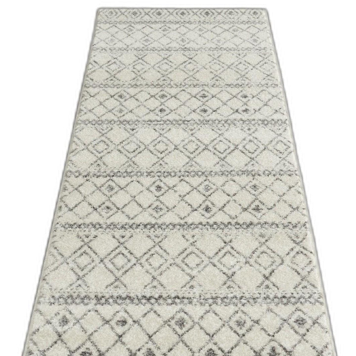 10 Gray Geometric Berber Power Loom Runner Rug Image 6