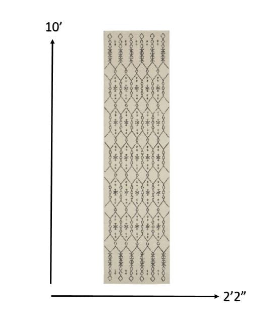 10 Gray Geometric Power Loom Runner Rug Image 8