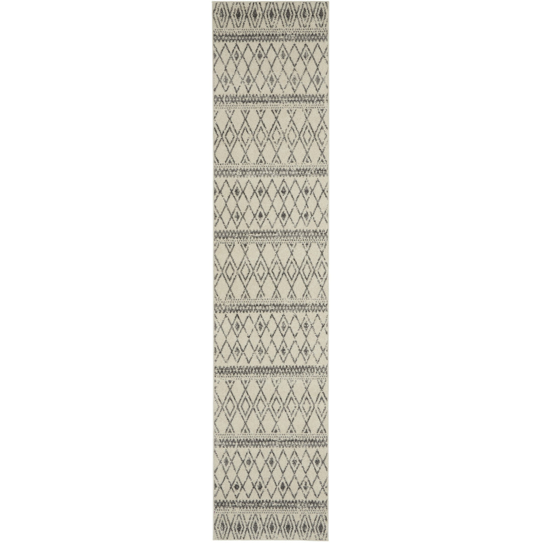 10 Gray Geometric Berber Power Loom Runner Rug Image 9