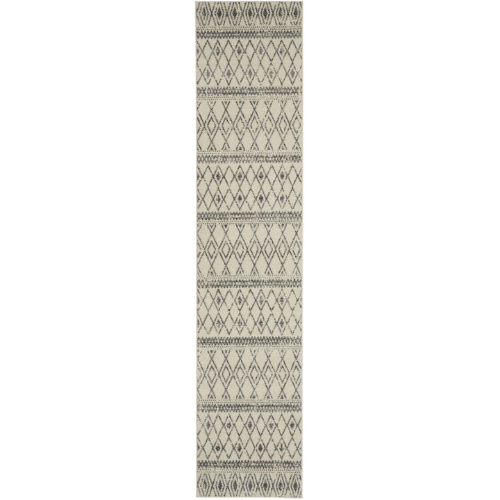 10 Gray Geometric Berber Power Loom Runner Rug Image 9