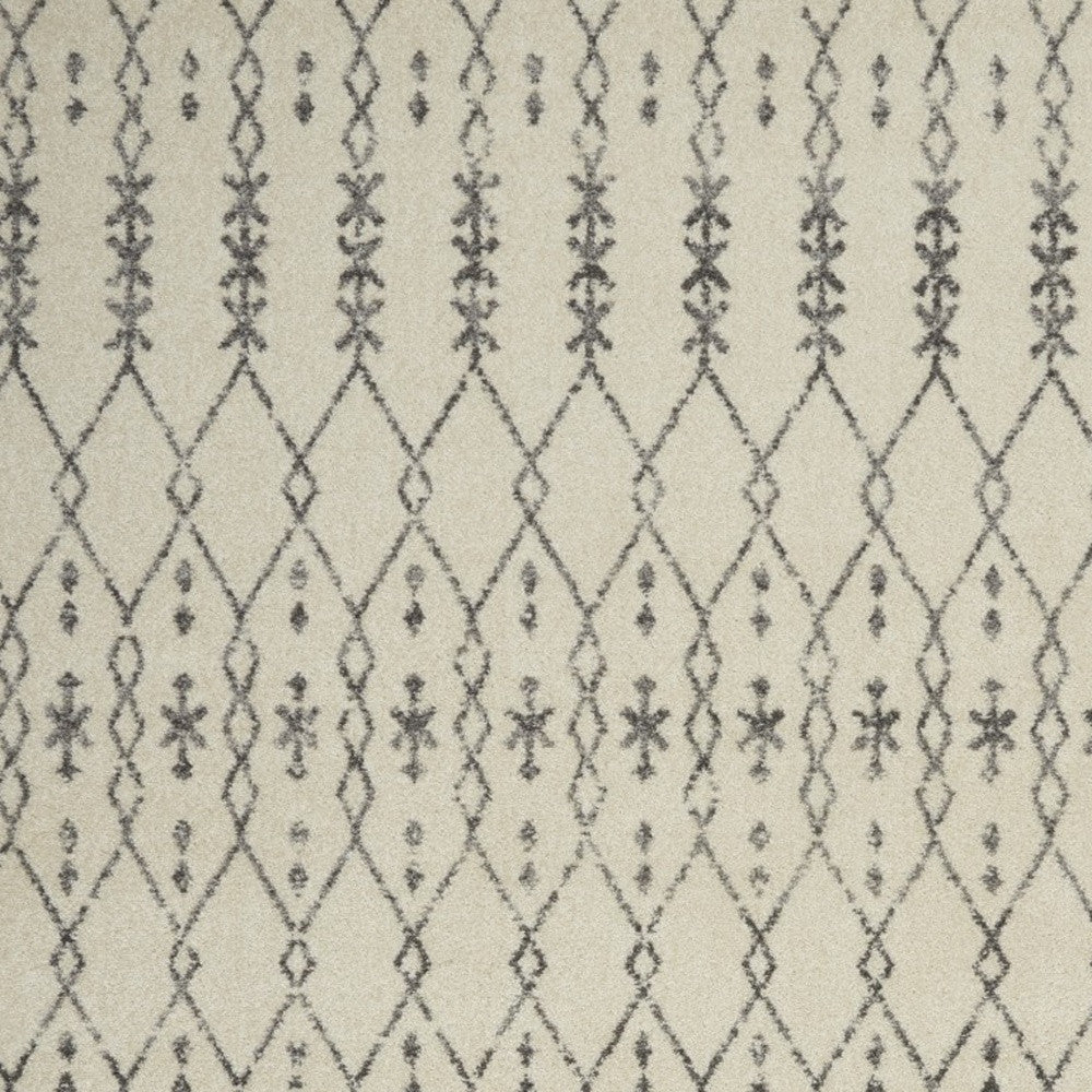 10 Gray Geometric Power Loom Runner Rug Image 11