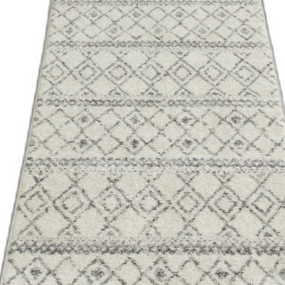 10 Gray Geometric Berber Power Loom Runner Rug Image 11