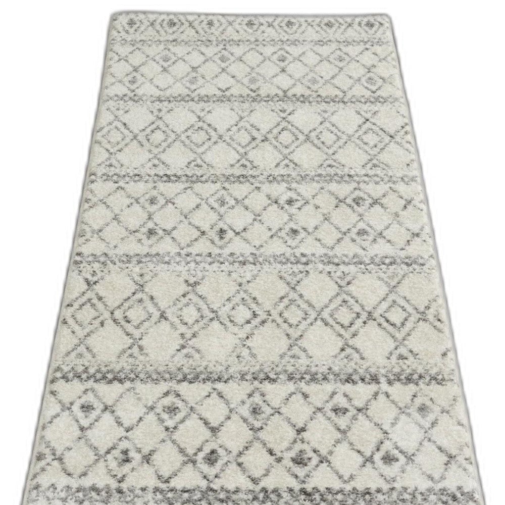 10 Gray Geometric Berber Power Loom Runner Rug Image 12