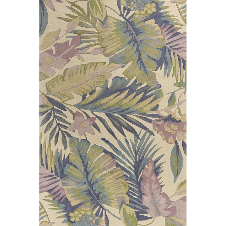 5X8 Pastel Ivory Hand Tufted Tropical Plants Indoor Area Rug Image 6