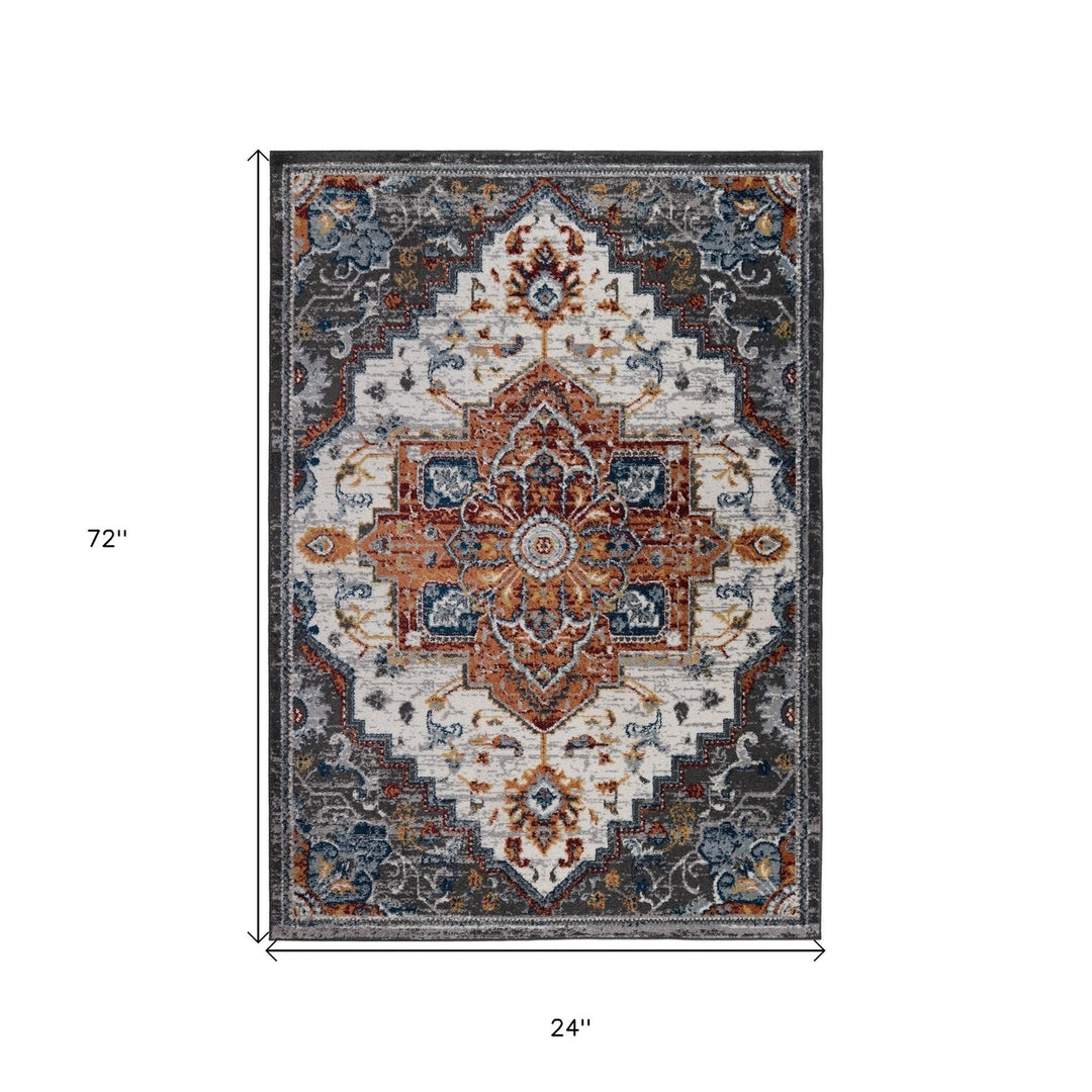 8 x 10 Brown Medallion Power Loom Area Rug Image 12