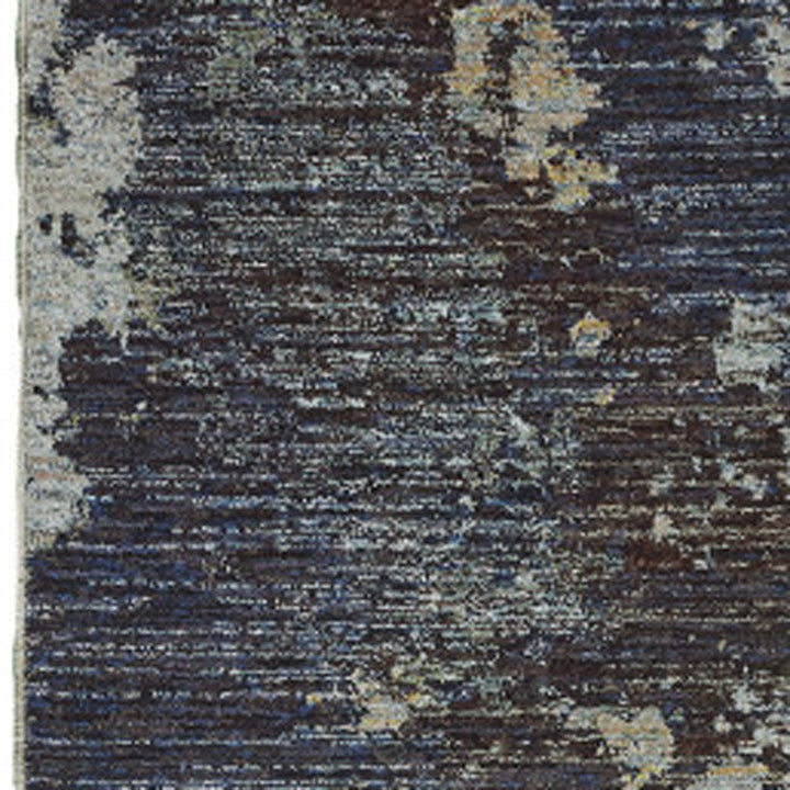 12 Runner Navy and Blue Abstract Power Loom Runner Rug Image 4