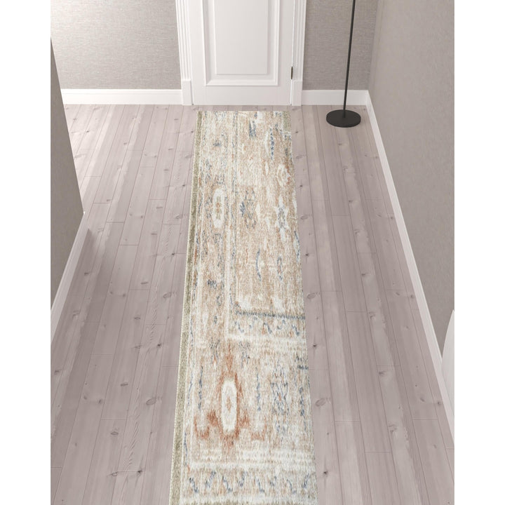 12 Sage Oriental Power Loom Distressed Washable Runner Rug Image 2