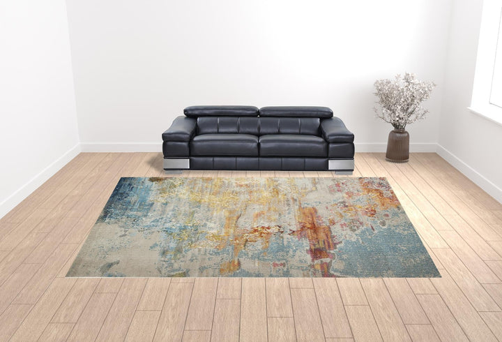 12 X 15 Blue And Gray Abstract Power Loom Area Rug Image 2