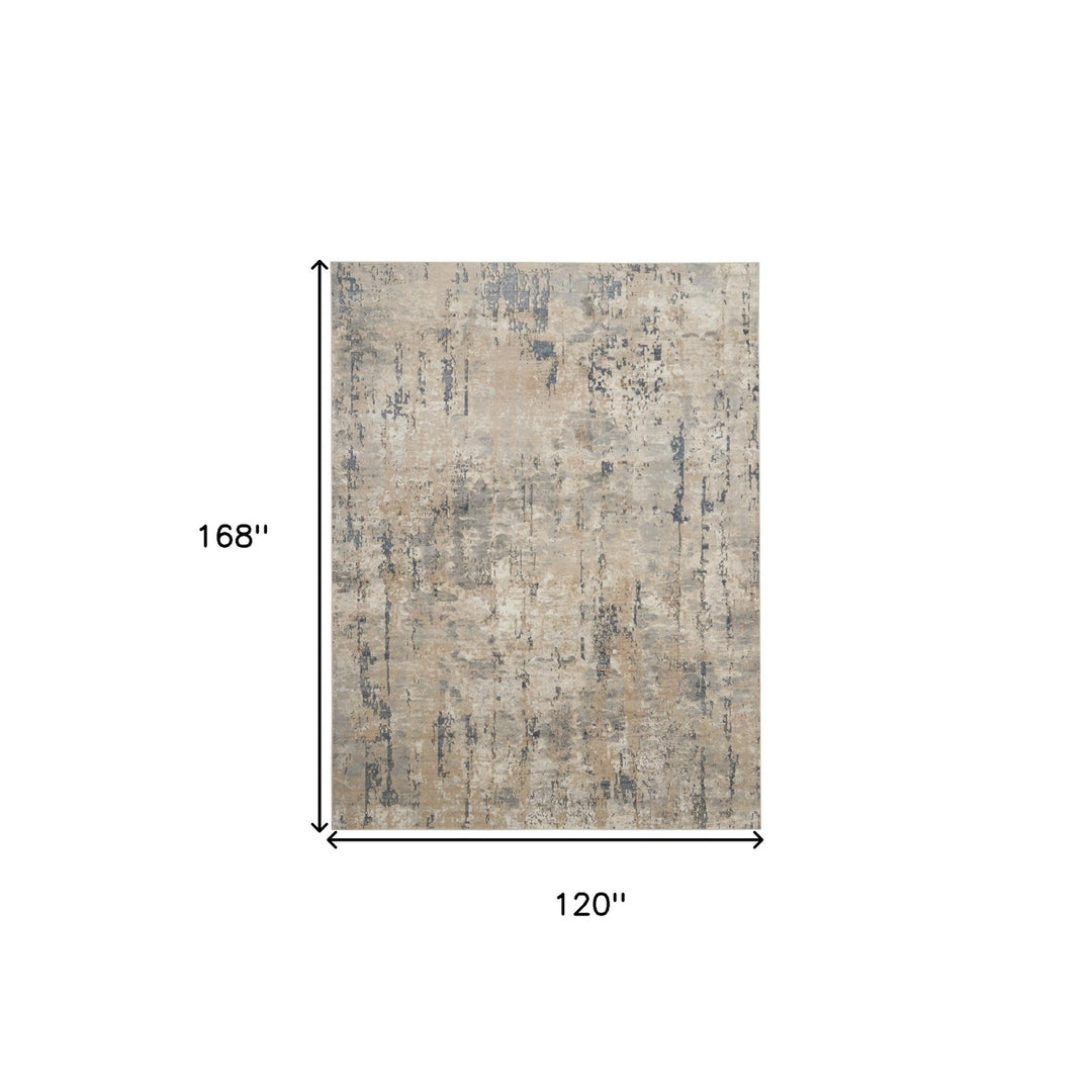 10 x 14 Beige Abstract Power Loom Area Rug Image 7