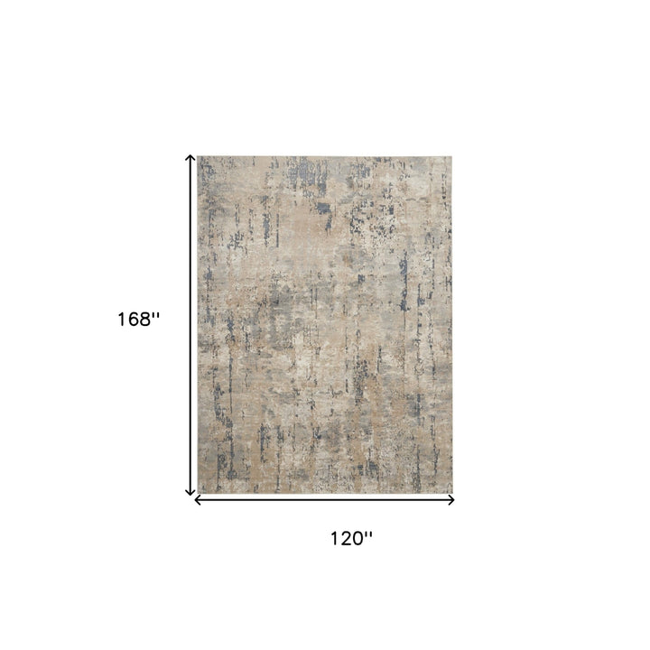 10 x 14 Beige Abstract Power Loom Area Rug Image 7