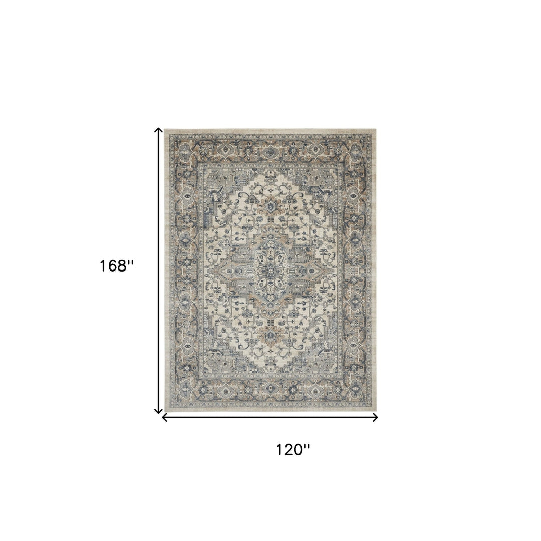 10 x 14 Ivory Floral Power Loom Area Rug Image 9