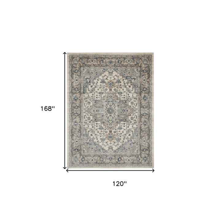 10 x 14 Ivory Floral Power Loom Area Rug Image 9