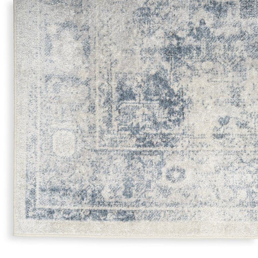 12 Blue Oriental Power Loom Distressed Washable Runner Rug Image 1