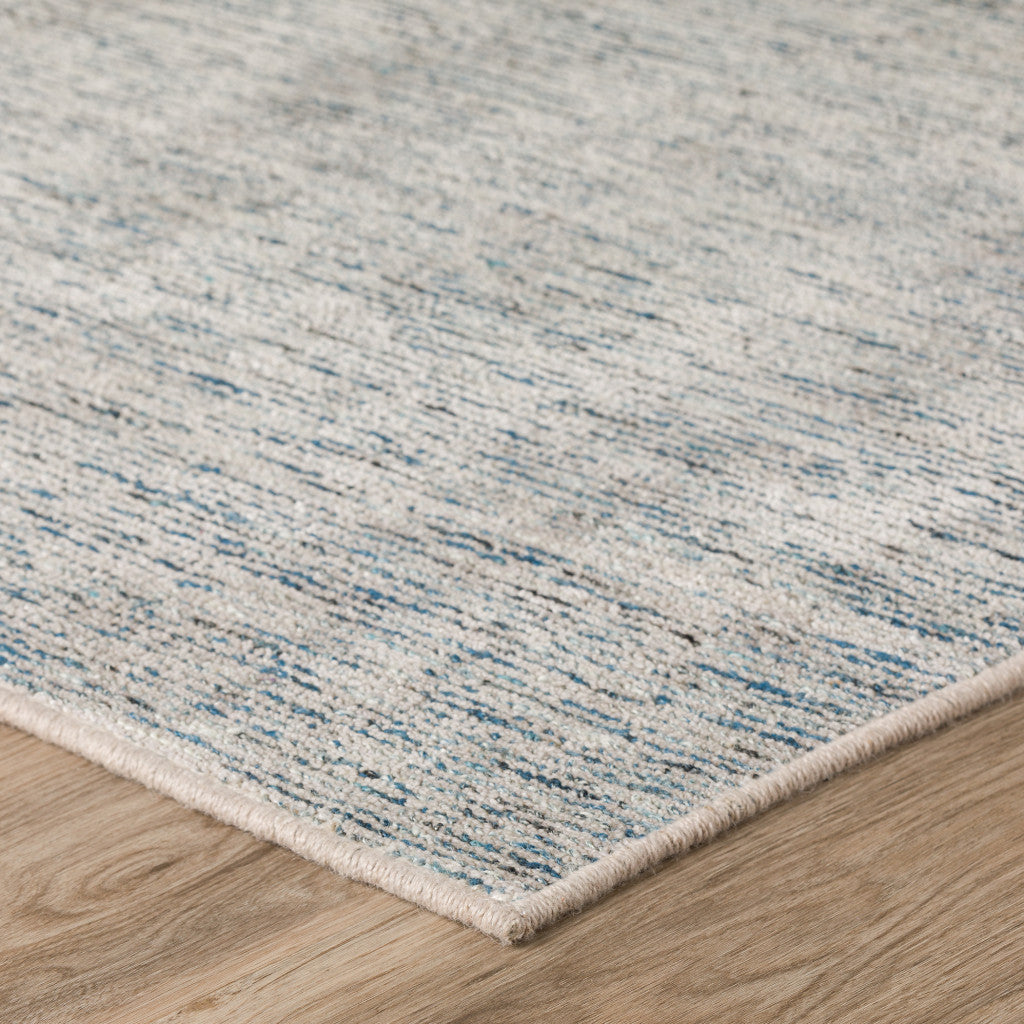 12 Blue and Ivory Wool Hand Loomed Runner Rug Image 11