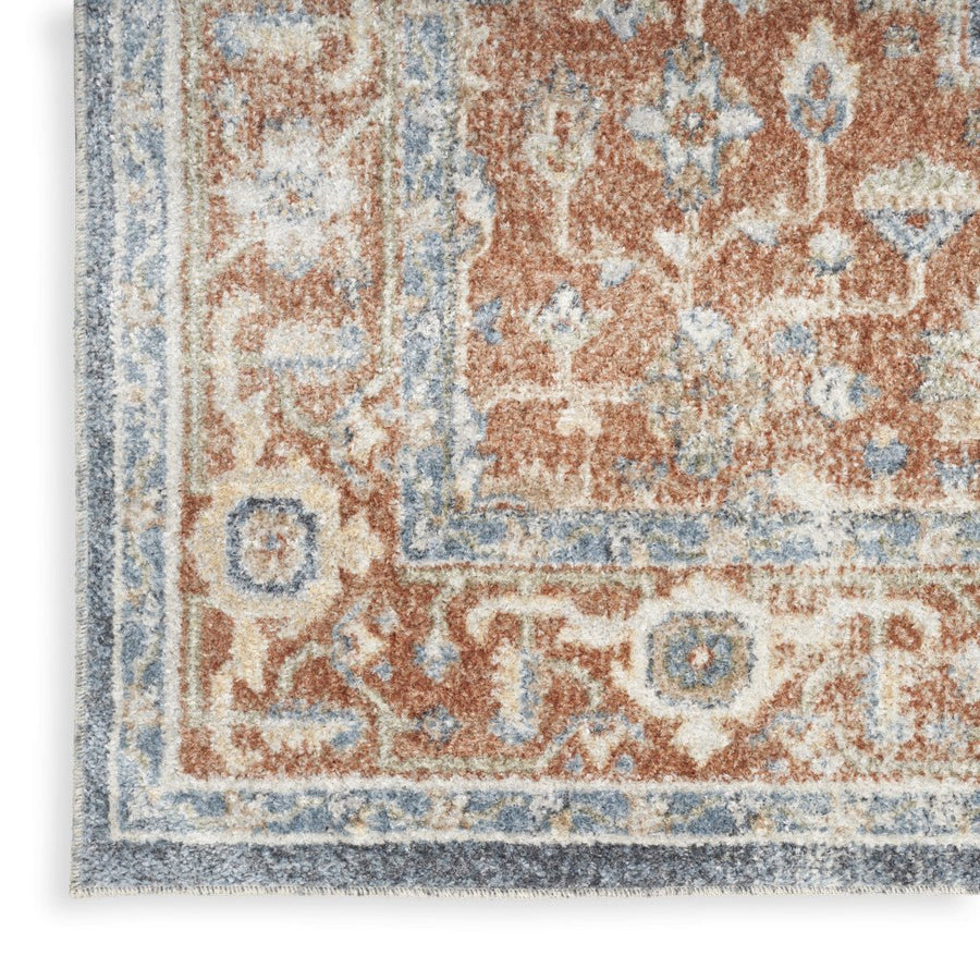 12 Denim Blue Oriental Power Loom Distressed Washable Runner Rug Image 1